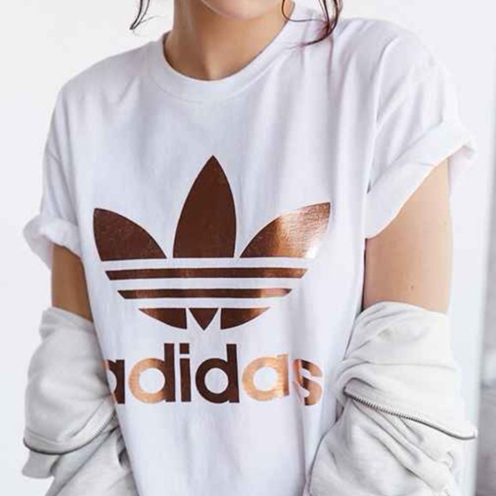 Rose Gold metallic Adidas shirt